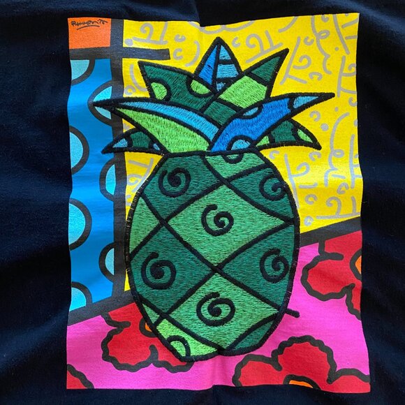 Lane Bryant Vibrant Pineapple Graphic Black T-Shirt - Picture 12 of 13